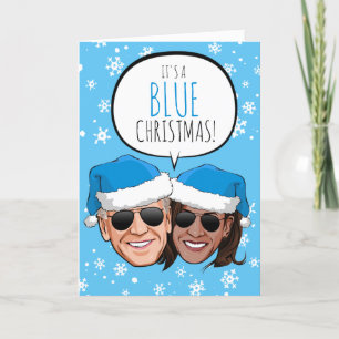 Funny Biden Harris Blue Christmas Card
