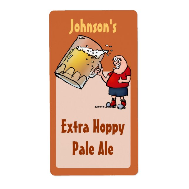 Funny Big Beer Guy Homebrew Beer Label (Front)