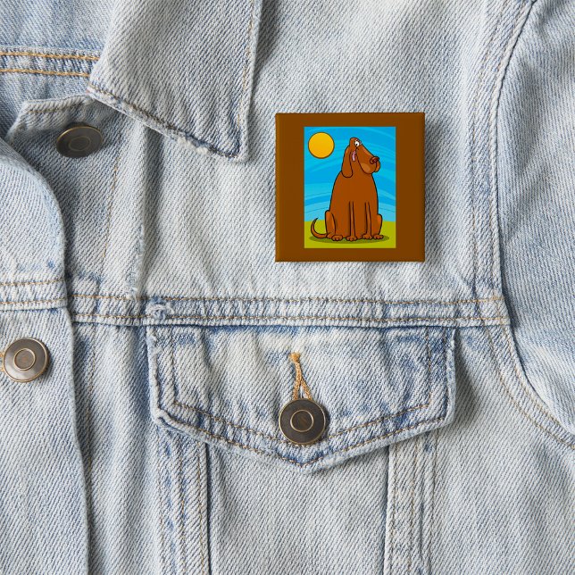 Funny Big Brown Dog Sitting in the Sun 15 Cm Square Badge (Creator Uploaded)