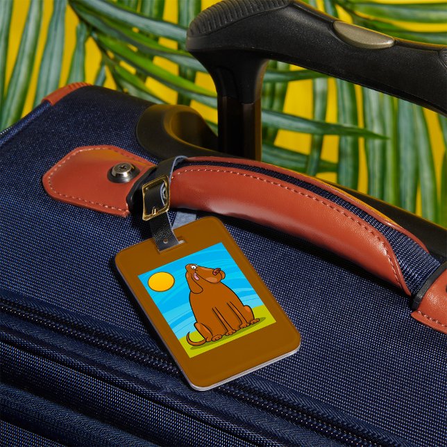 Funny Big Brown Dog Sitting in the Sun Luggage Tag (Creator Uploaded)