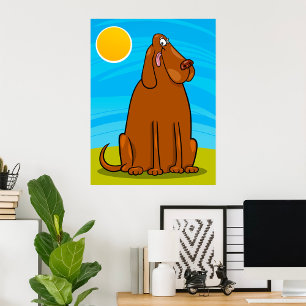 Funny Big Brown Dog Sitting in the Sun Poster