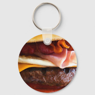 Funny big burger key ring