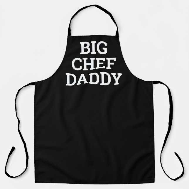 Funny Big Chef Daddy Black Cooking Apron (Front)
