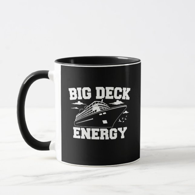 Funny Big Deck Energy Retro Cruise Ship Pun Mug (Left)