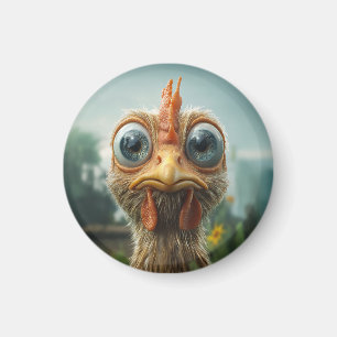 Funny Big-Eyed Chicken Close-Up Magnet