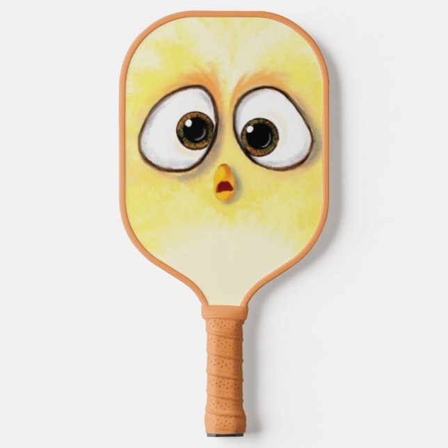 Funny Big Eyed Chicken Pickleball Paddle Cartoon (Front)