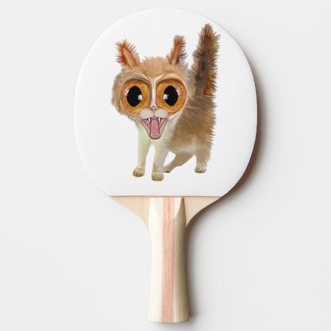Funny Big Eye'd Kitty Cat Ping Pong Paddle (Front)