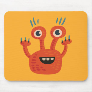 Funny Big Eyed Smiling Cute Monster Mouse Mat