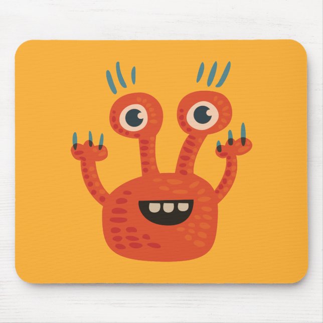 Funny Big Eyed Smiling Cute Monster Mouse Mat (Front)