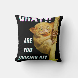 Funny Big Eyed Tarsier What Are You Looking At Cushion