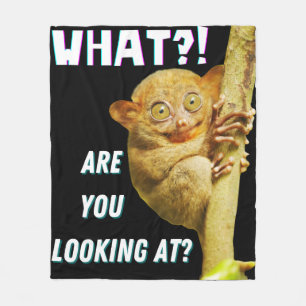 Funny Big Eyed Tarsier What Are You Looking At Fleece Blanket