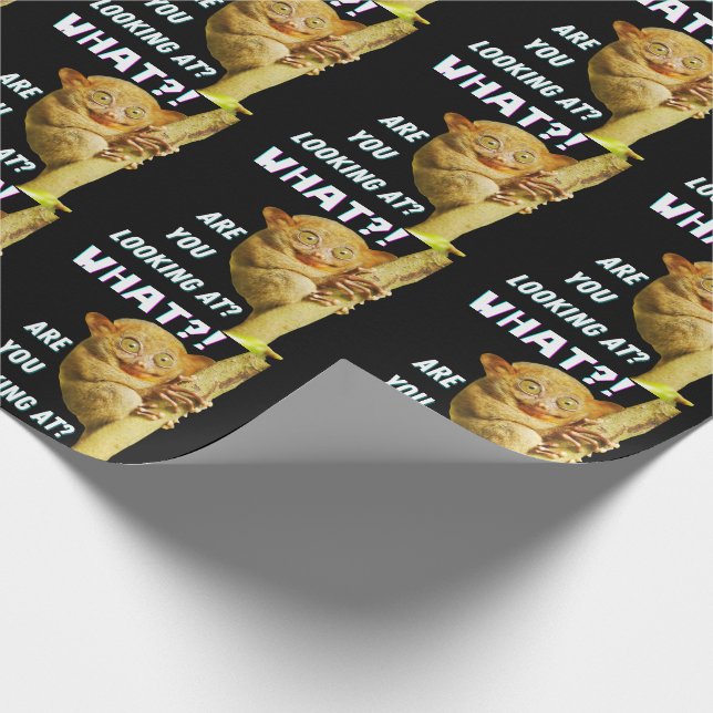 Funny Big Eyed Tarsier What Are You Looking At Wrapping Paper (Corner)