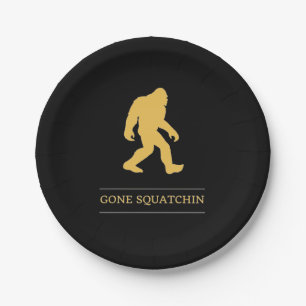 Funny Big Foot Gone Squatchin Sasquatch Paper Plate