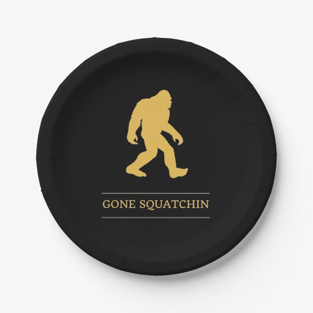 Funny Big Foot Gone Squatchin Sasquatch Paper Plate (Front)