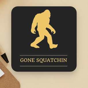 Funny Big Foot Gone Squatchin Sasquatch Square Paper Coaster