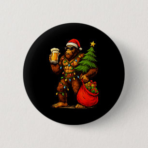 Funny Big Foot Santa Hat Drink Christmas Tree Xmas 6 Cm Round Badge