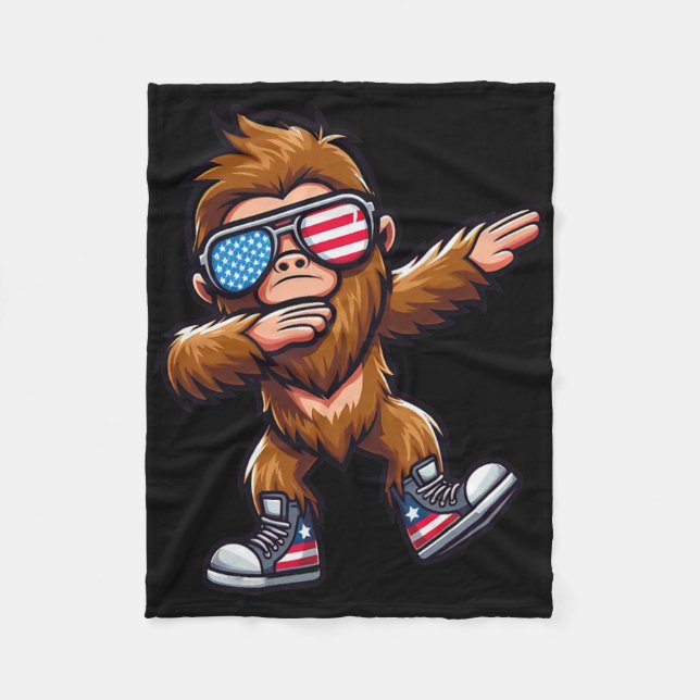 Funny Big Foot Sasquatch 4th Of July  Fleece Blanket (Front)