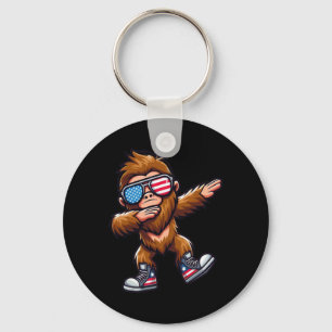 Funny Big Foot Sasquatch 4th Of July Key Ring