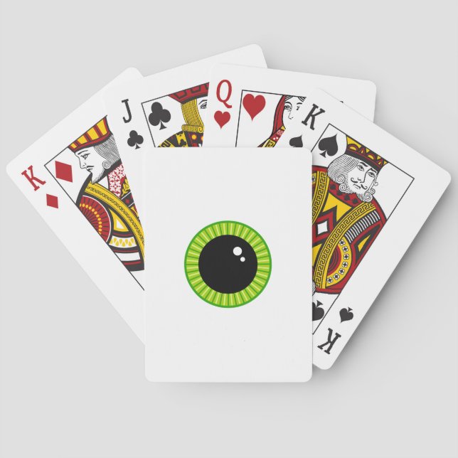 Funny Big Green Eyeball Playing Cards (Back)