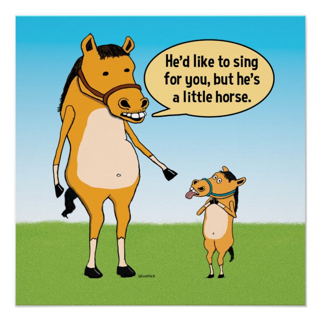 Funny Big Horse and Little Horse Poster (Front)