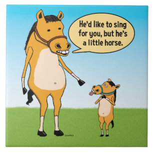 Funny Big Horse and Little Horse Tile