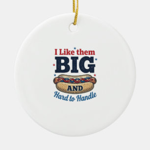 Funny Big Hot Dog Vintage T-Shirt Design_1 Ceramic Tree Decoration