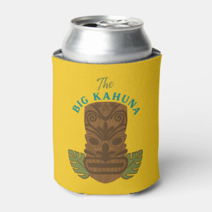Funny Big Kahuna Tiki Mask Father's Day Can Cooler
