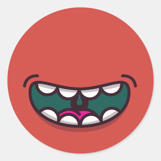 Funny Big Mouth Monster. Classic Round Sticker (Front)