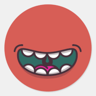 Funny Big Mouth Monster. Classic Round Sticker