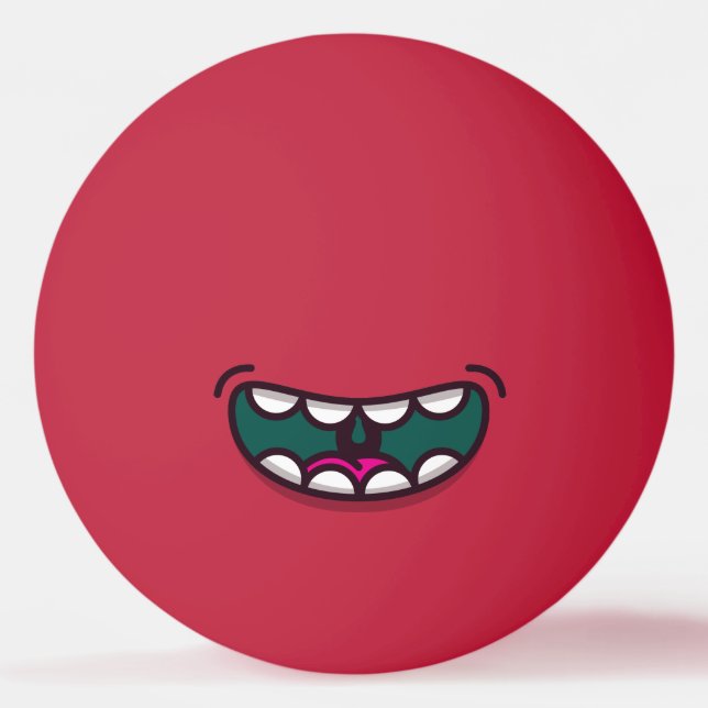 Funny Big Mouth Monster. Ping Pong Ball (Front)