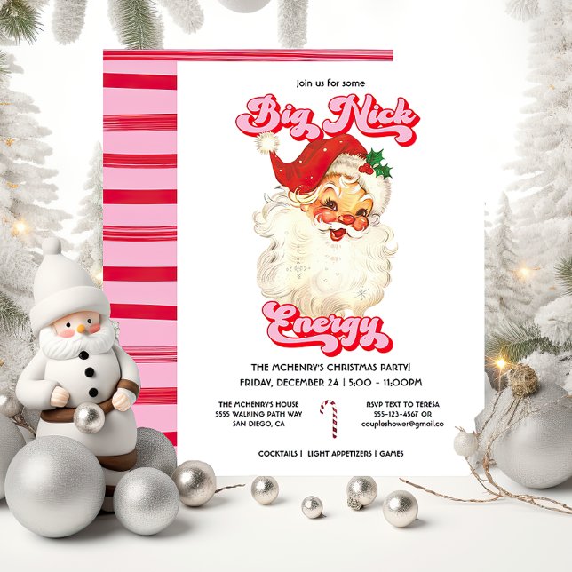 Funny Big Nick Energy Christmas Party Invitation (Creator Uploaded)