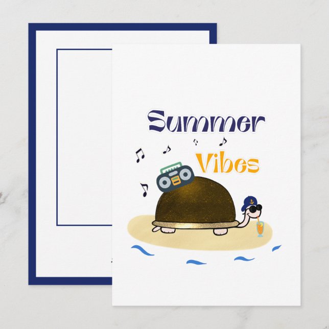 Funny big turtle holiday card (Front/Back)