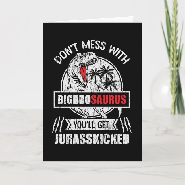 Funny BigBroSaurus Dinosaur Big Brother Gift Card (Front)