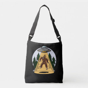 Funny Bigfoot Alien Abduction Space UFO Crossbody Bag