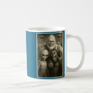 Funny Bigfoot, Alien, &amp; Yeti Sasquatch Rock On Coffee Mug