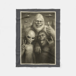 Funny Bigfoot, Alien, &amp; Yeti Sasquatch Rock On Fleece Blanket