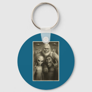 Funny Bigfoot, Alien, &amp; Yeti Sasquatch Rock On Key Ring