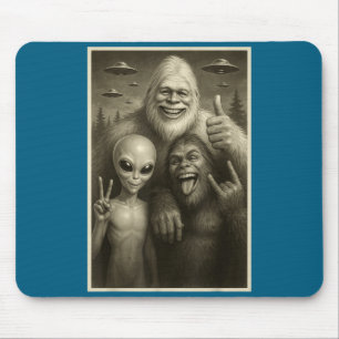 Funny Bigfoot, Alien, &amp; Yeti Sasquatch Rock On Mouse Mat