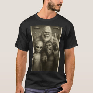 Funny Bigfoot, Alien, &amp; Yeti Sasquatch Rock On T-Shirt