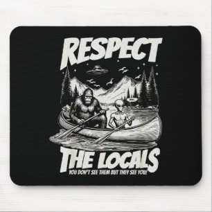 Funny bigfoot alien canoe paddling adventure mouse mat