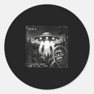 Funny bigfoot alien ufo vintage evidence photo classic round sticker