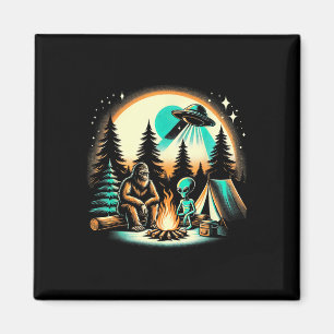 Funny Bigfoot &amp; Alien Ufo Camping Outdoor Adve Magnet