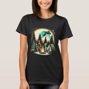 Funny Bigfoot & Alien Ufo Camping Outdoor Adve T-Shirt