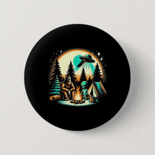 Funny Bigfoot And Alien Ufo Camping Outdoor Advent 6 Cm Round Badge