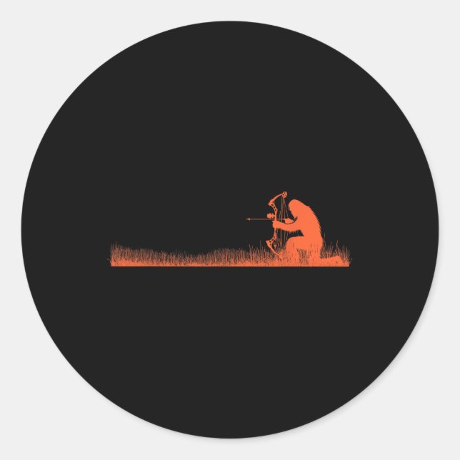 Funny Bigfoot Archery Bow Hunter Sasquatch Bow Hun Classic Round Sticker (Front)