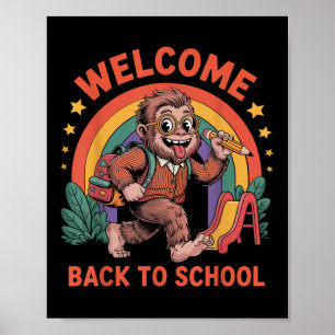 Funny Bigfoot Back To School Kid Bigfoot Backpack  Poster