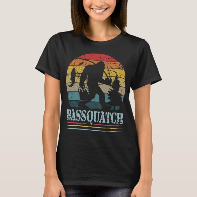 Funny Bigfoot BASSQUATCH Bass Fishing Sasquatch Be T-Shirt (Front)