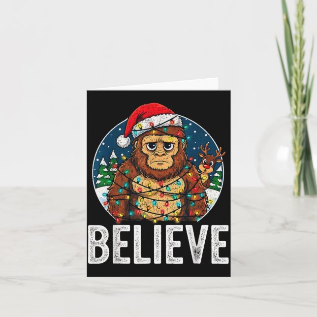 Funny Bigfoot Believe Christmas Sasquatch Santa Fo Card (Front)