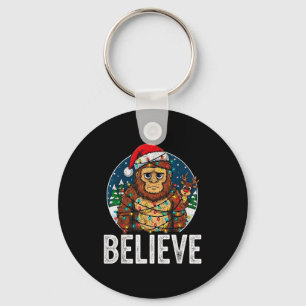 Funny Bigfoot Believe Christmas Sasquatch Santa Fo Key Ring