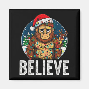 Funny Bigfoot Believe Christmas Sasquatch Santa Fo Magnet